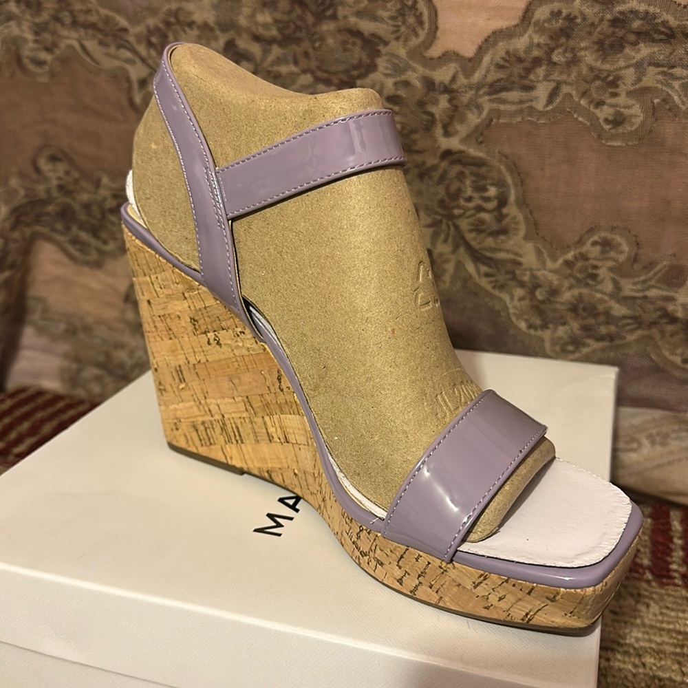 MARC FISHER Lukey Womens Cork Open Toe Wedge Sandals in lavender size 10